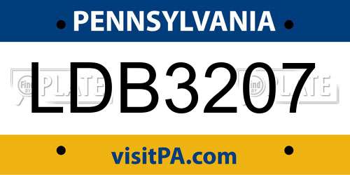 LDB3207 Pennsylvania License Plate