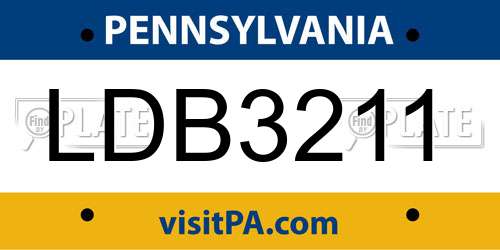 LDB3211 Pennsylvania License Plate