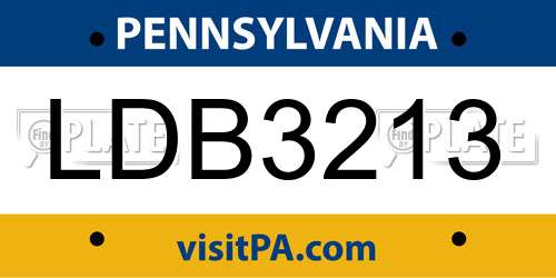 LDB3213 Pennsylvania License Plate