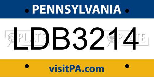LDB3214 Pennsylvania License Plate