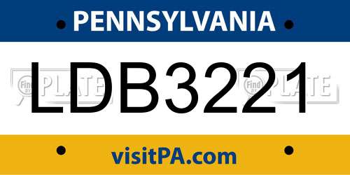 LDB3221 Pennsylvania License Plate