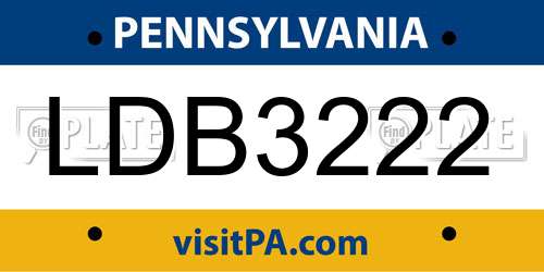 LDB3222 Pennsylvania License Plate
