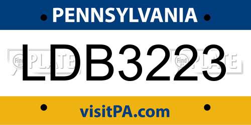 LDB3223 Pennsylvania License Plate