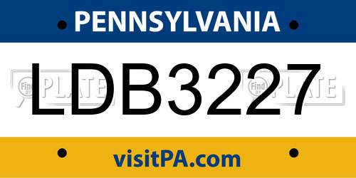 LDB3227 Pennsylvania License Plate