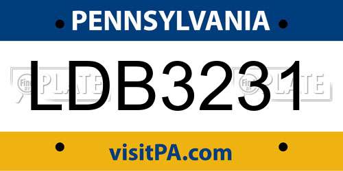 LDB3231 Pennsylvania License Plate