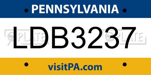 LDB3237 Pennsylvania License Plate