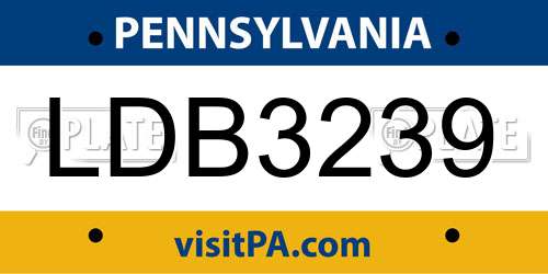 LDB3239 Pennsylvania License Plate