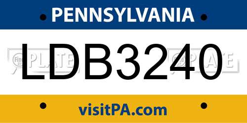 LDB3240 Pennsylvania License Plate