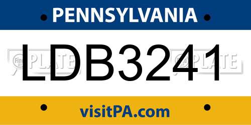LDB3241 Pennsylvania License Plate