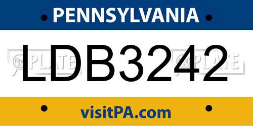 LDB3242 Pennsylvania License Plate