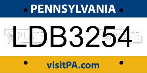 LDB3254 Pennsylvania License Plate