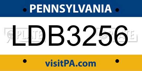 LDB3256 Pennsylvania License Plate