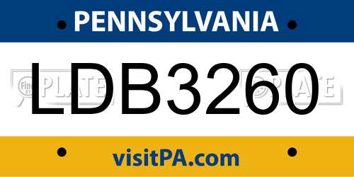 LDB3260 Pennsylvania License Plate