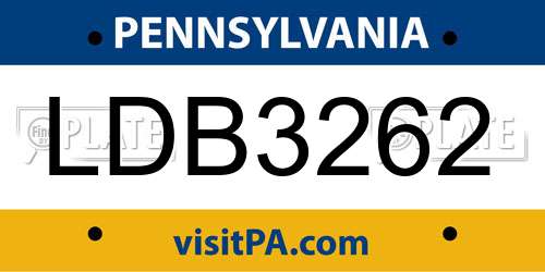 LDB3262 Pennsylvania License Plate