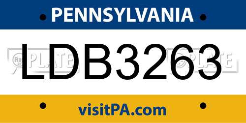 LDB3263 Pennsylvania License Plate