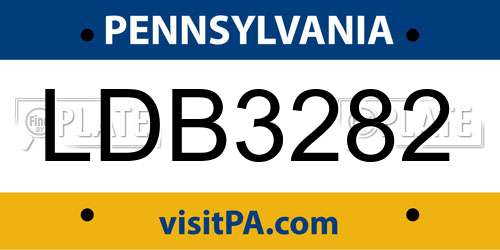 LDB3282 Pennsylvania License Plate