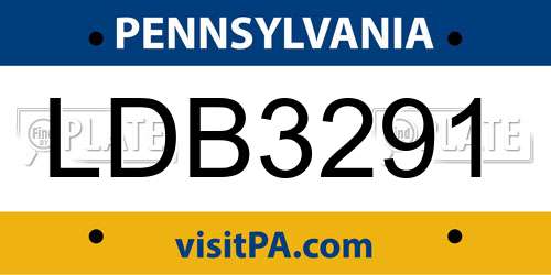 LDB3291 Pennsylvania License Plate