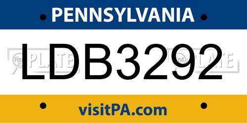 LDB3292 Pennsylvania License Plate