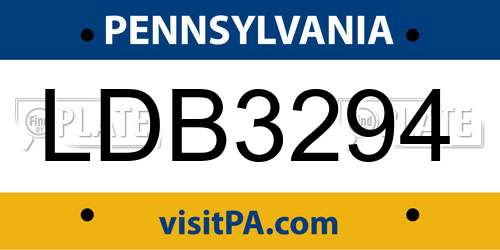 LDB3294 Pennsylvania License Plate