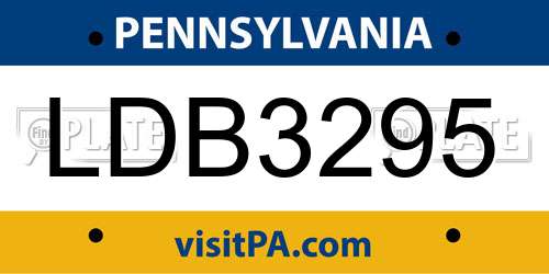 LDB3295 Pennsylvania License Plate