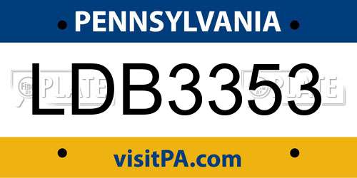 LDB3353 Pennsylvania License Plate