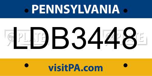 LDB3448 Pennsylvania License Plate