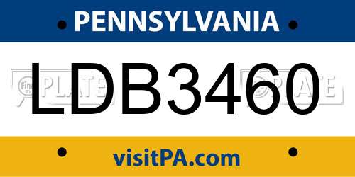 LDB3460 Pennsylvania License Plate