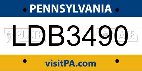 LDB3490 Pennsylvania License Plate