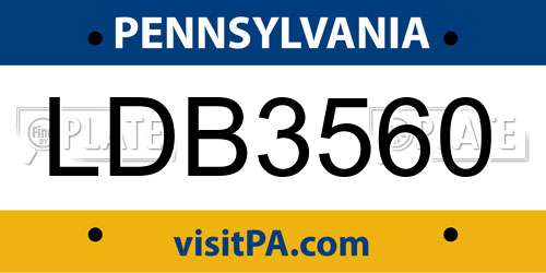 LDB3560 Pennsylvania License Plate