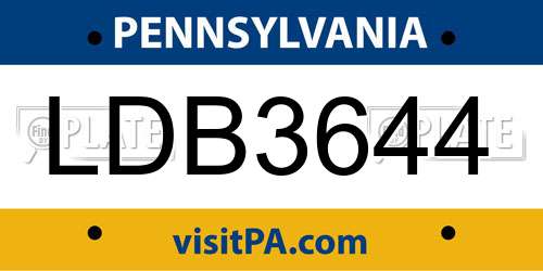 LDB3644 Pennsylvania License Plate