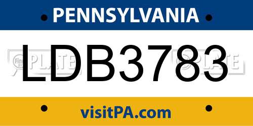 LDB3783 Pennsylvania License Plate