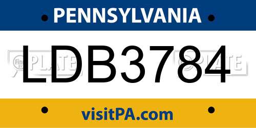 LDB3784 Pennsylvania License Plate