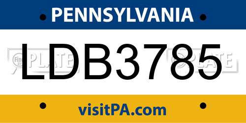 LDB3785 Pennsylvania License Plate