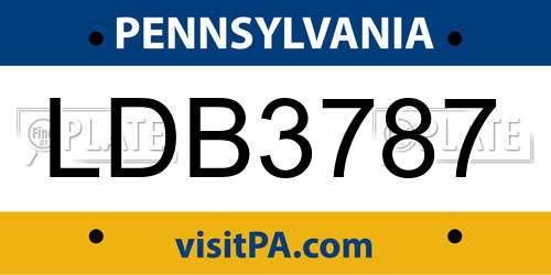 LDB3787 Pennsylvania License Plate