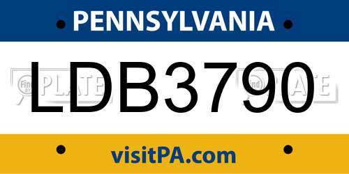 LDB3790 Pennsylvania License Plate