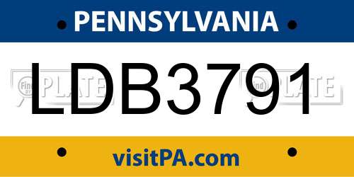 LDB3791 Pennsylvania License Plate
