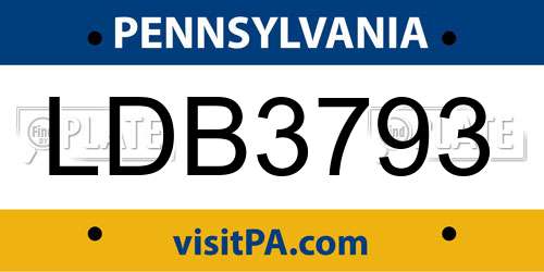 LDB3793 Pennsylvania License Plate