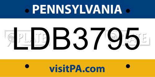 LDB3795 Pennsylvania License Plate