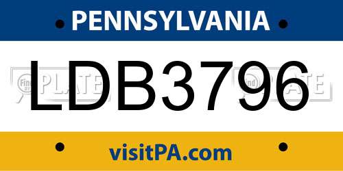 LDB3796 Pennsylvania License Plate