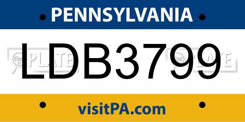 LDB3799 Pennsylvania License Plate