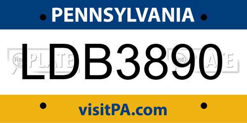 LDB3890 Pennsylvania License Plate