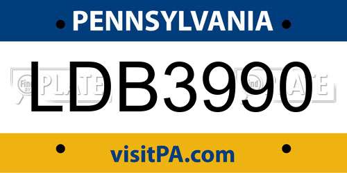 LDB3990 Pennsylvania License Plate