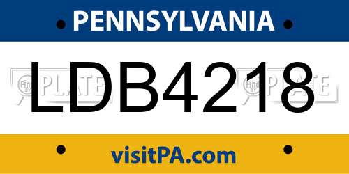 LDB4218 Pennsylvania License Plate