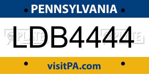 LDB4444 Pennsylvania License Plate