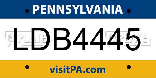 LDB4445 Pennsylvania License Plate