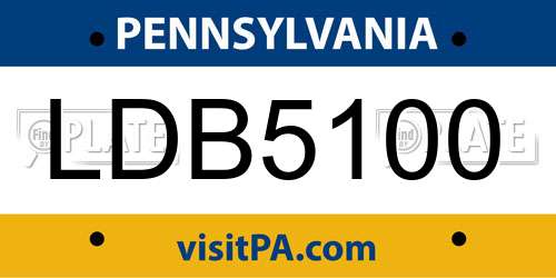 LDB5100 Pennsylvania License Plate