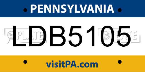 LDB5105 Pennsylvania License Plate