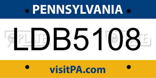 LDB5108 Pennsylvania License Plate