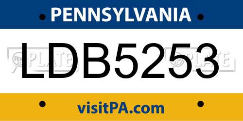 LDB5253 Pennsylvania License Plate