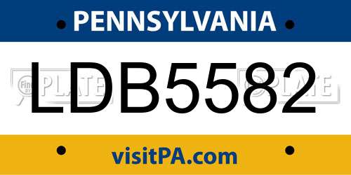 LDB5582 Pennsylvania License Plate